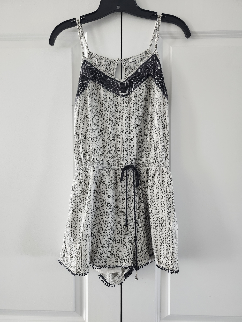 American Eagle Outfitters Black and White Printed Spaghetti Strap Top
